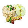 Granola bar and bread with lingonberries and apples Royalty Free Stock Photo